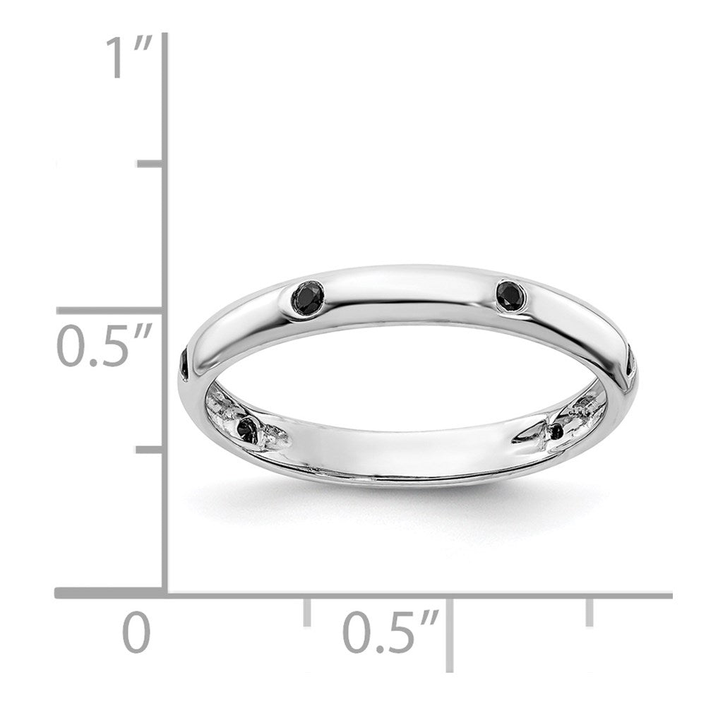 14k White Gold 6-stone Black Real Diamond Band