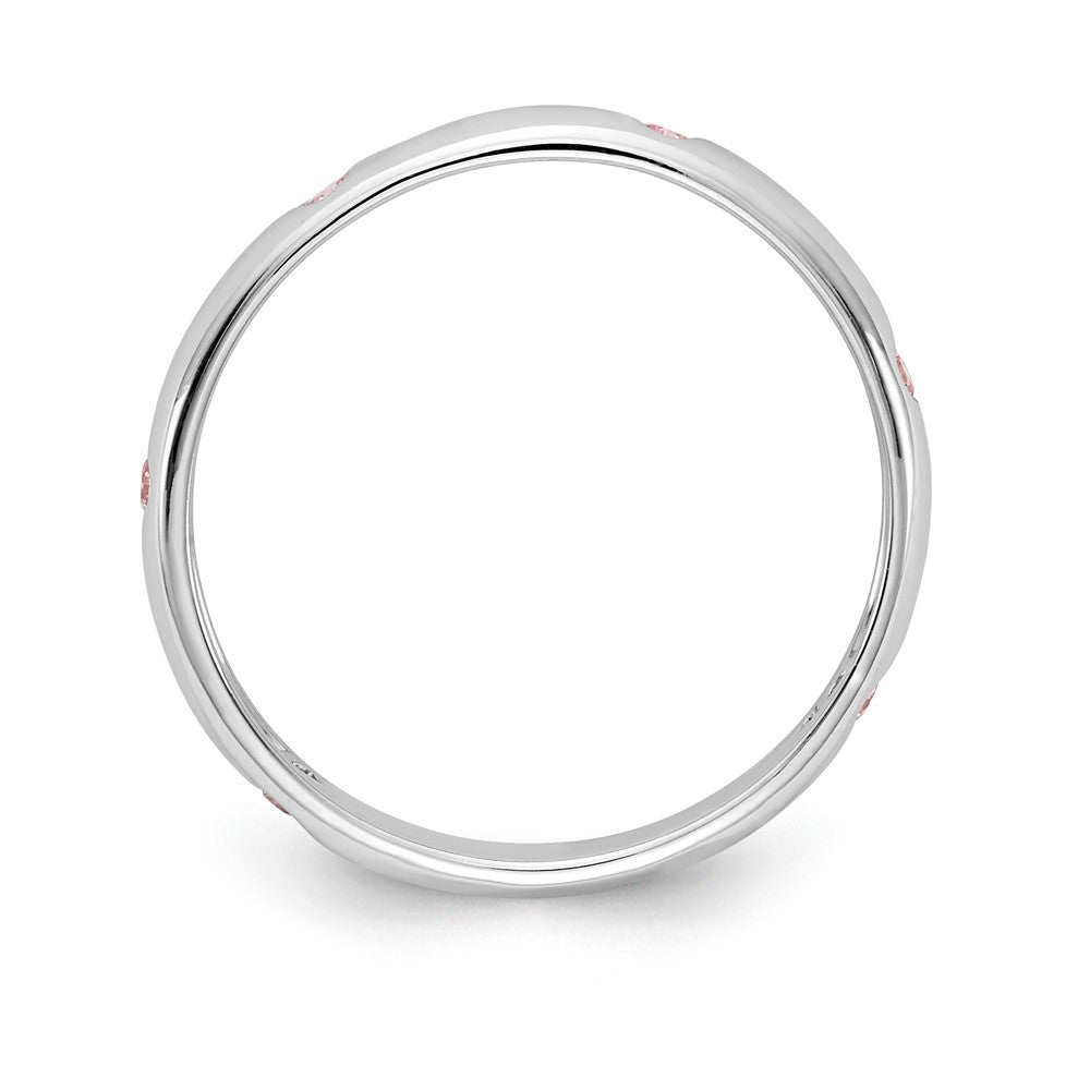 Solid 14k White Gold 6-stone PinK Simulated Sapphire Band
