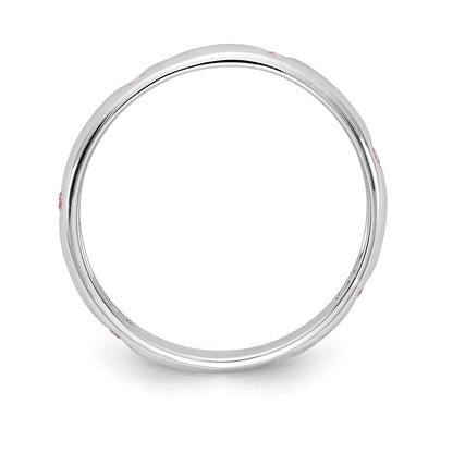 Solid 14k White Gold 6-stone PinK Simulated Sapphire Band