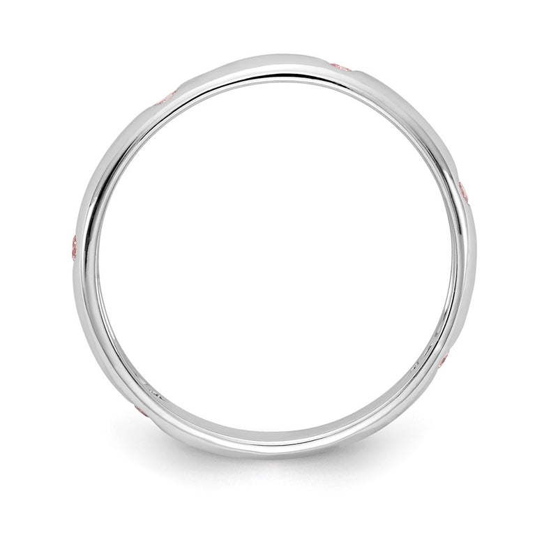 Solid 14k White Gold 6-stone PinK Simulated Sapphire Band