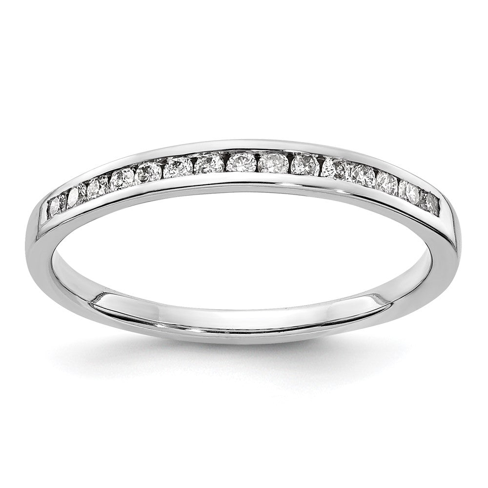 14k White Gold Real Diamond Channel Band