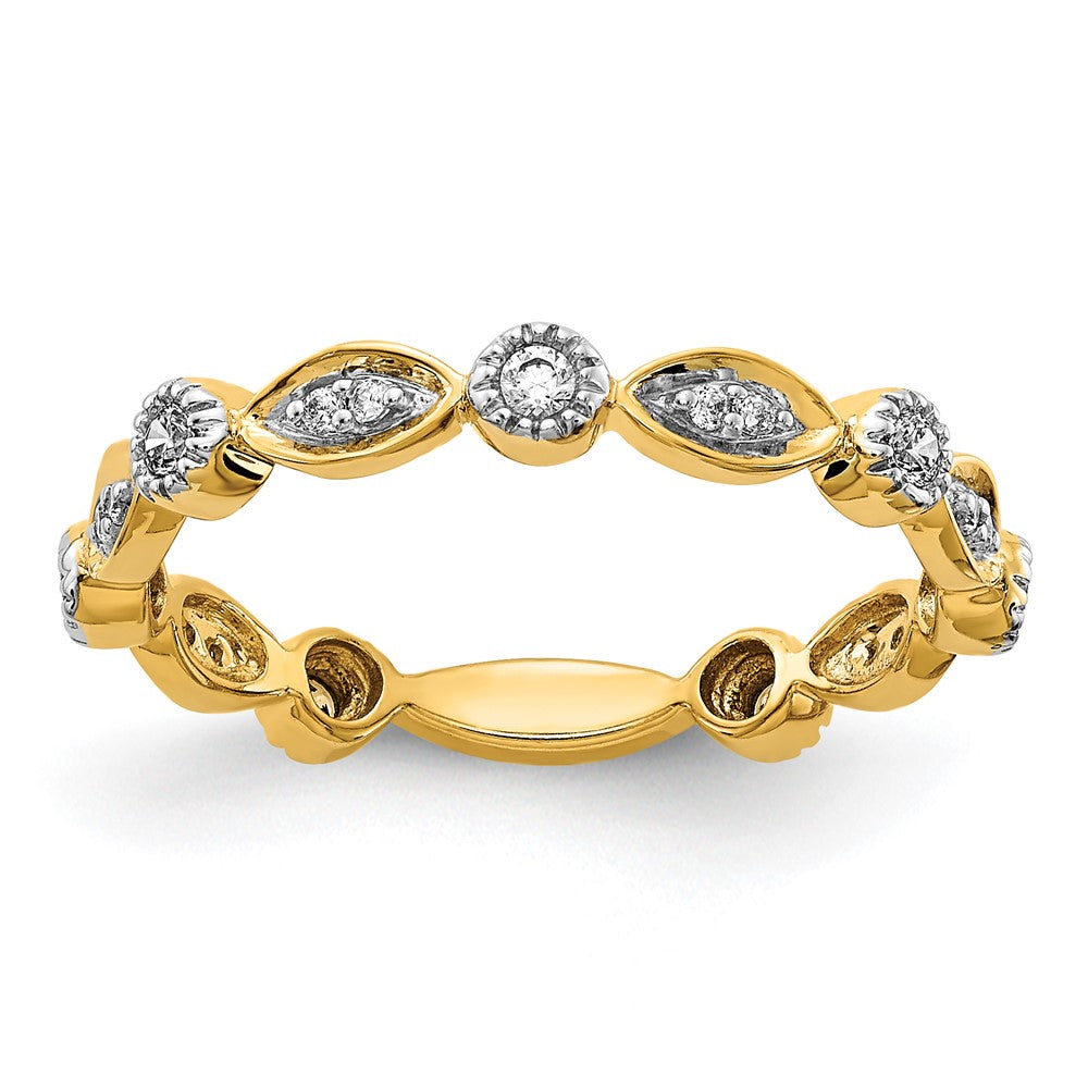 14K Yellow Gold Real Diamond Fancy Band