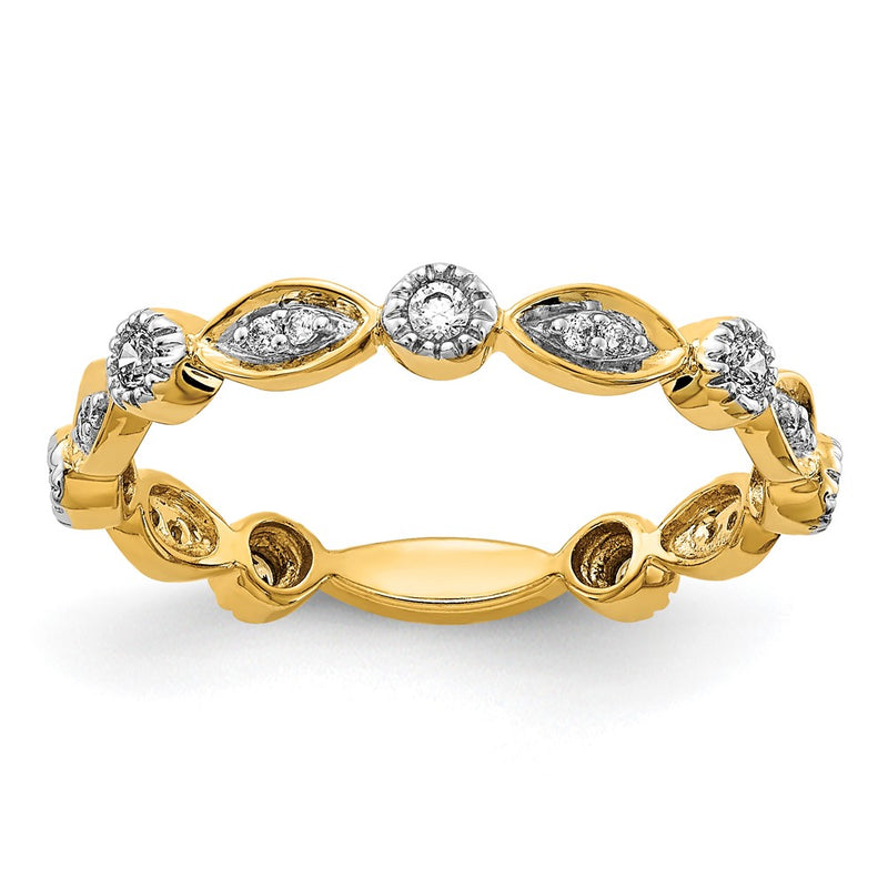 14K Yellow Gold Real Diamond Fancy Band