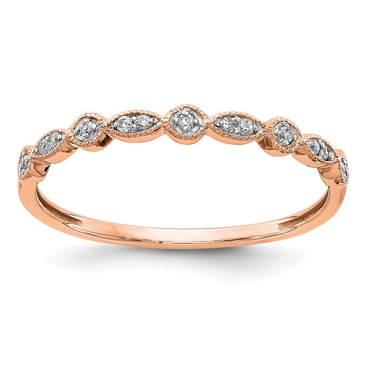 14k Rose Gold Real Diamond Fancy Band