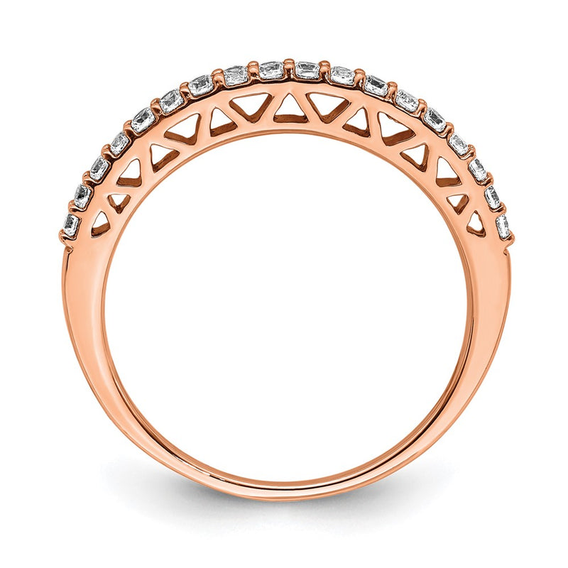 14k Rose Gold Polished Real Diamond Band