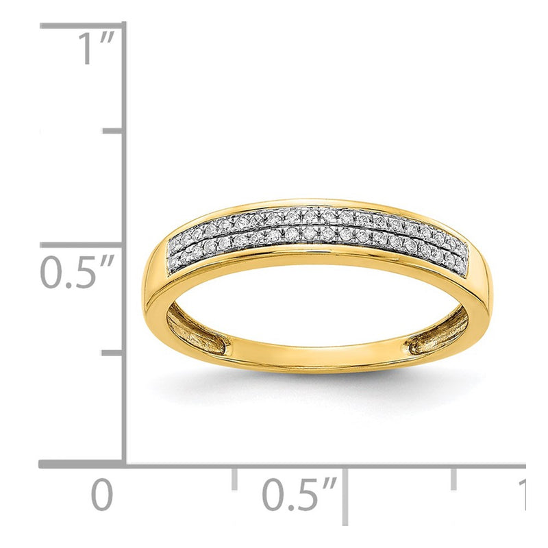 14K Yellow Gold 2-row Real Diamond Band