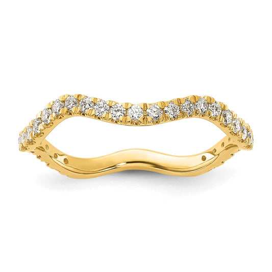 14k Yellow Gold Real Diamond Wavy Band