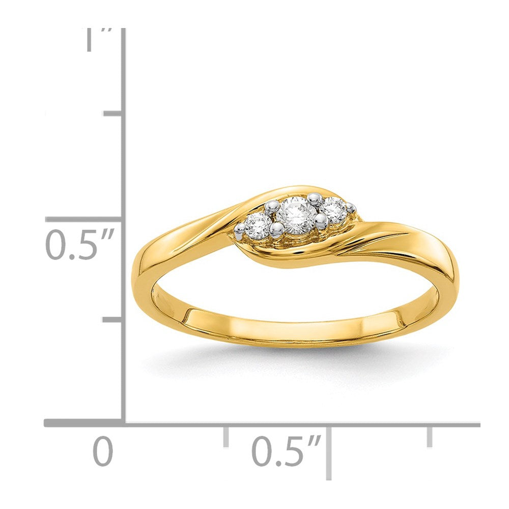 14k Yellow Gold 3-stone Real Diamond Ring