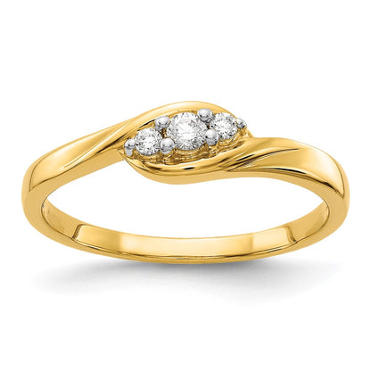 14k Yellow Gold 3-stone Real Diamond Ring
