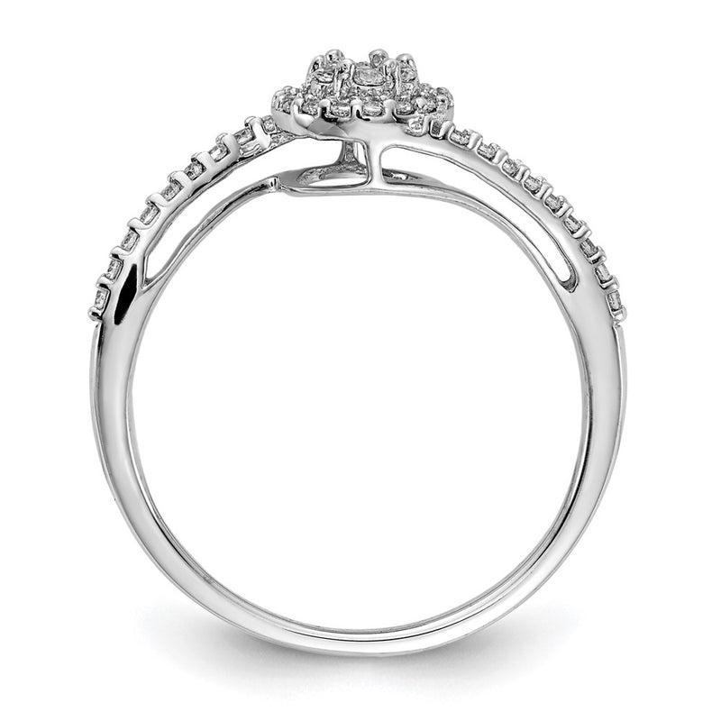 14k White Gold Real Diamond Cluster Bypass Ring
