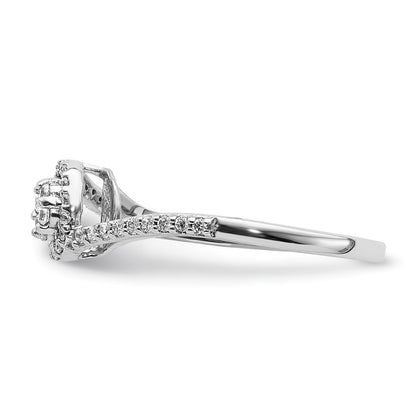 Solid 14k White Gold Simulated CZ Cluster Bypass Ring