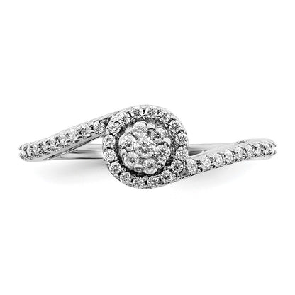 Solid 14k White Gold Simulated CZ Cluster Bypass Ring