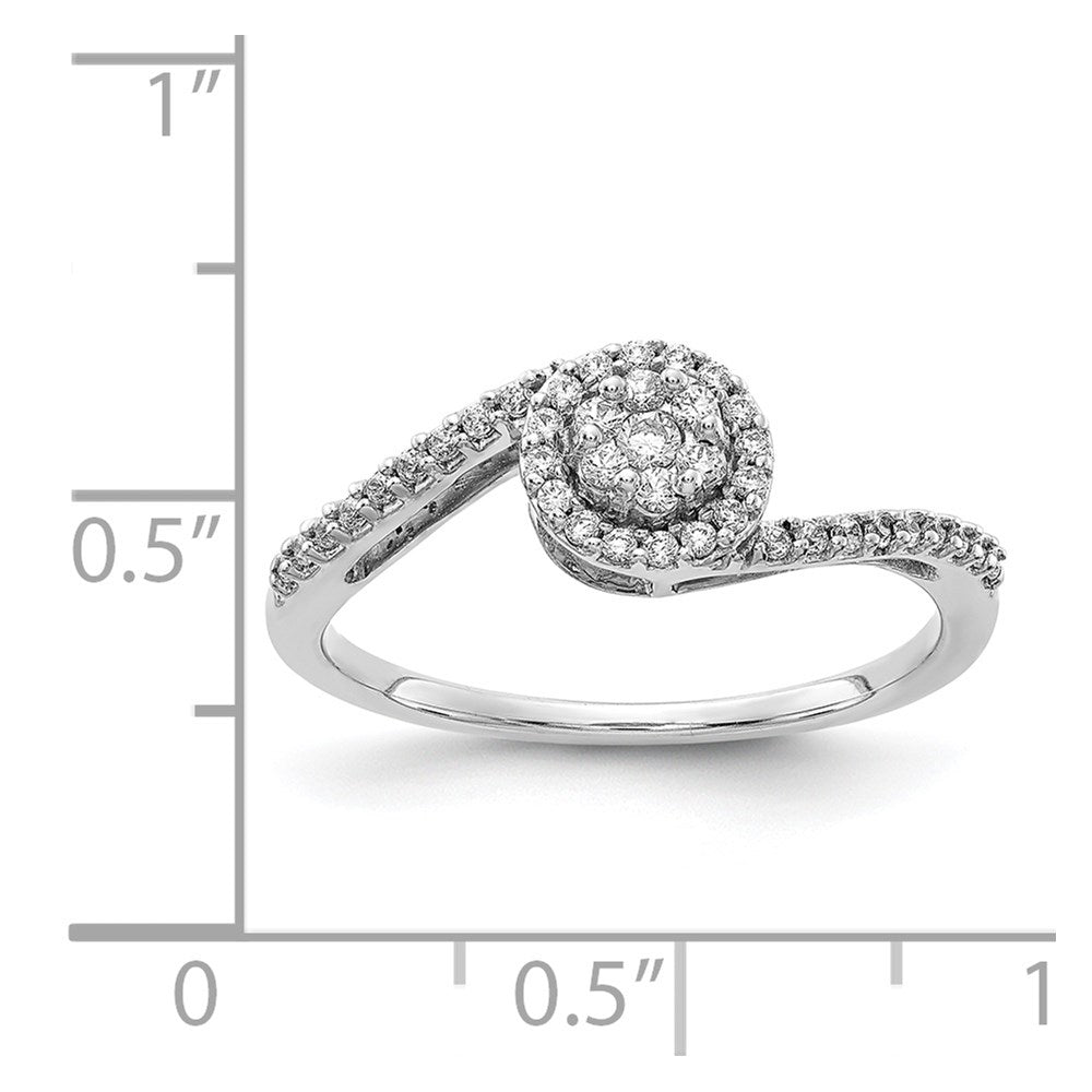 Solid 14k White Gold Simulated CZ Cluster Bypass Ring