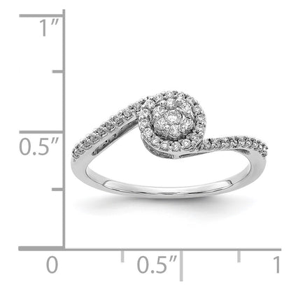 Solid 14k White Gold Simulated CZ Cluster Bypass Ring