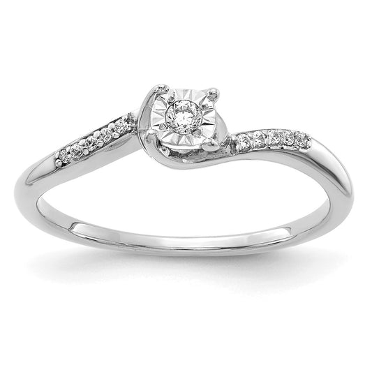 Solid 14k White Gold Simulated CZ Bypass Ring