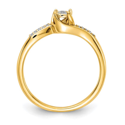 14K Yellow Gold Real Diamond Bypass Ring