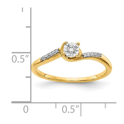 14K Yellow Gold Real Diamond Bypass Ring
