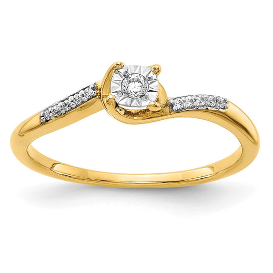 14K Yellow Gold Real Diamond Bypass Ring