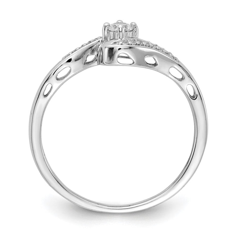 14k White Gold Real Diamond Bypass Ring