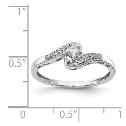 Solid 14k White Gold Simulated CZ Bypass Ring