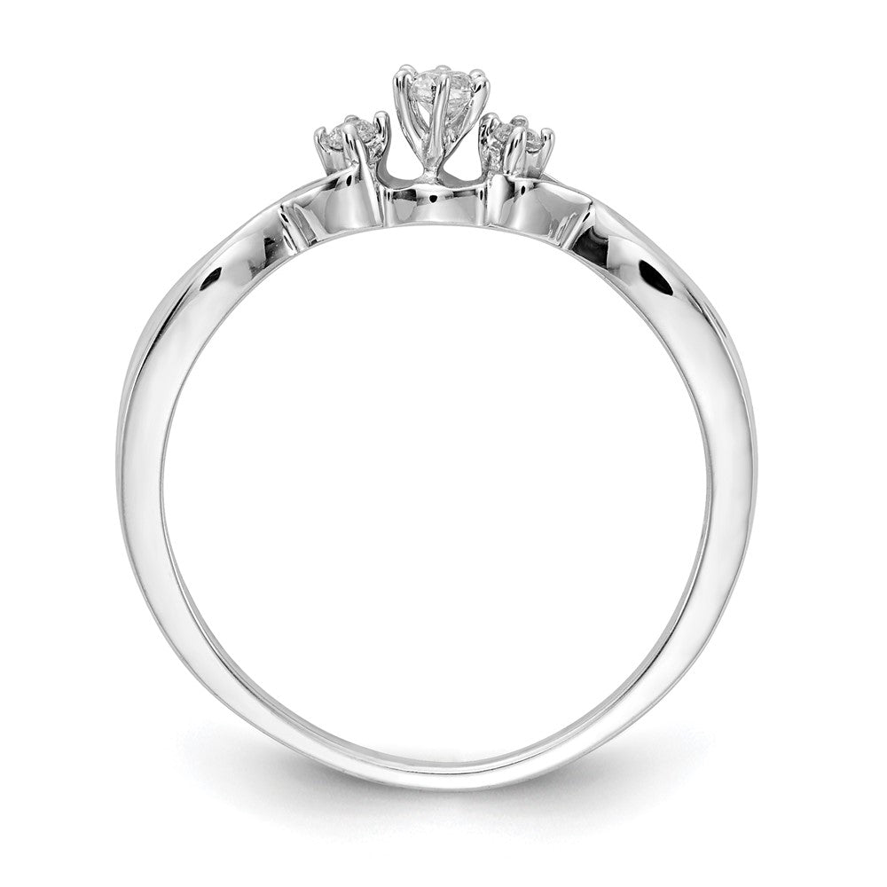 14k White Gold 3-stone Real Diamond Ring