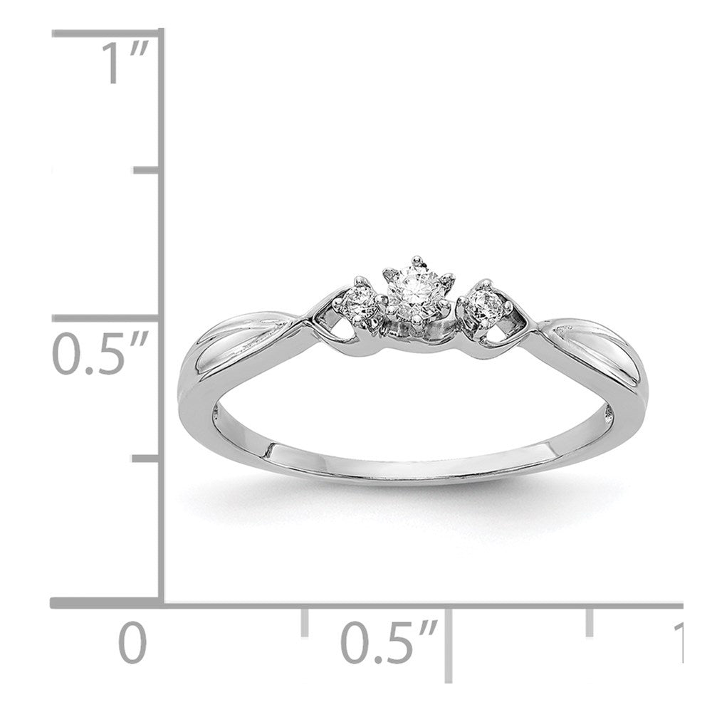 14k White Gold 3-stone Real Diamond Ring