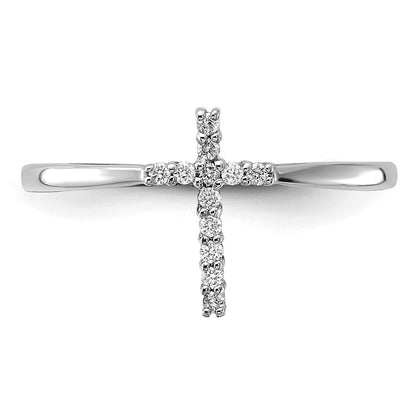 14k White Gold Real Diamond Cross Ring