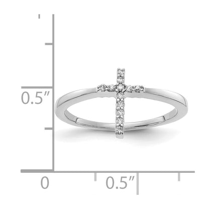 14k White Gold Real Diamond Cross Ring