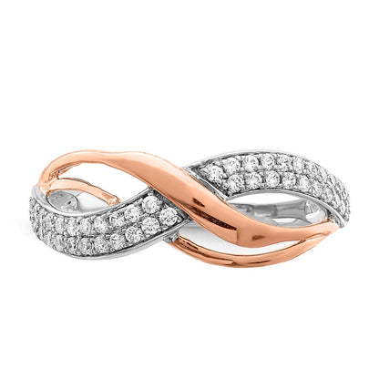 14K White & Rose Gold Real Diamond Ring