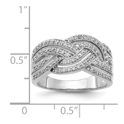 14k White Gold Woven Real Diamond Ring