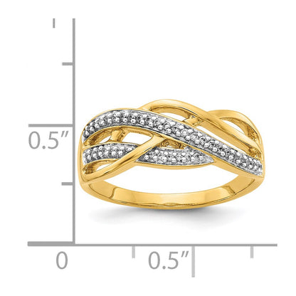 14K Yellow Gold Real Diamond Woven Ring