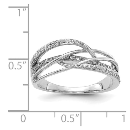 14k White Gold Real Diamond Swirl Ring