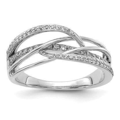 14k White Gold Real Diamond Swirl Ring