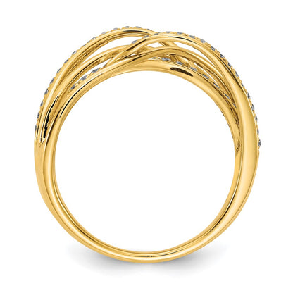 14K Yellow Gold Real Diamond Swirl Ring