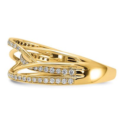 14K Yellow Gold Real Diamond Swirl Ring