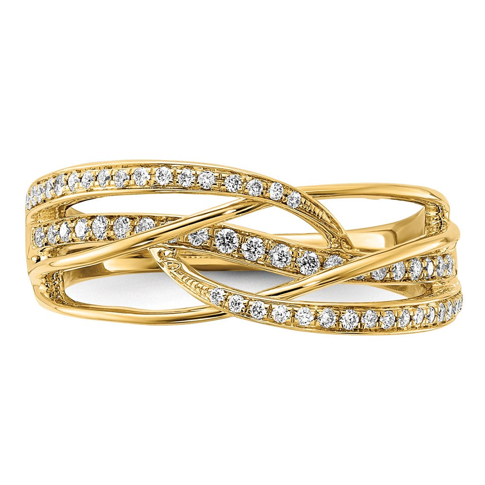 14K Yellow Gold Real Diamond Swirl Ring