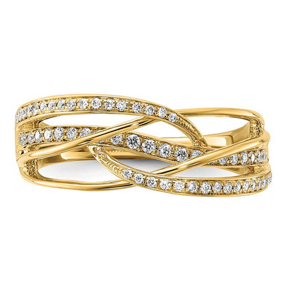 14K Yellow Gold Real Diamond Swirl Ring