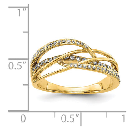 14K Yellow Gold Real Diamond Swirl Ring