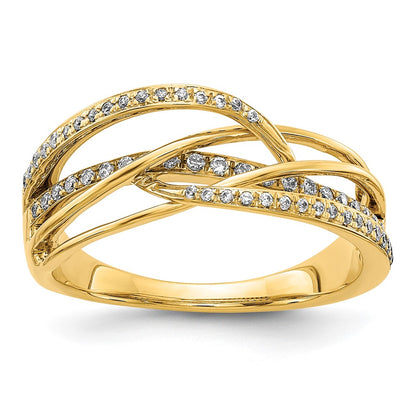 14K Yellow Gold Real Diamond Swirl Ring