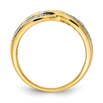 14K Yellow Gold Rhodium Real Diamond Ring