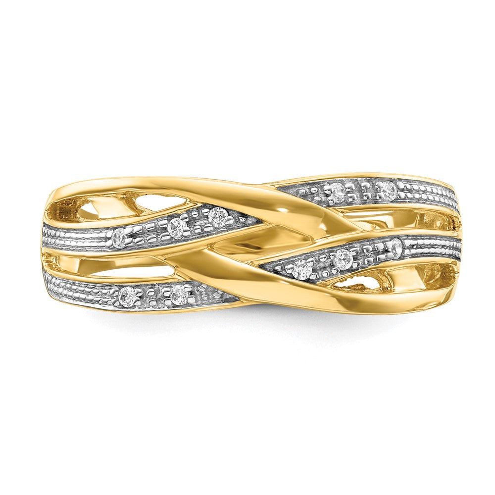 14K Yellow Gold Rhodium Real Diamond Ring