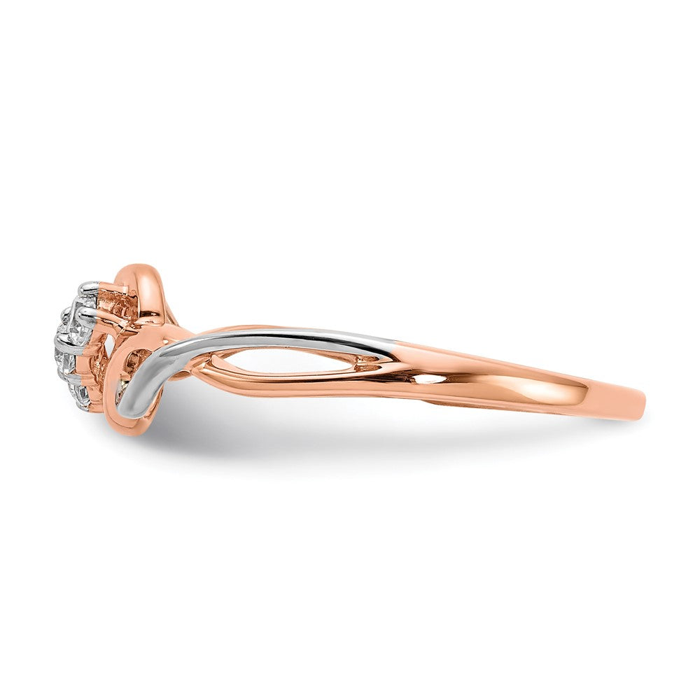 14k Two-Tone Gold 3-stone Real Diamond Polished Twist Ring