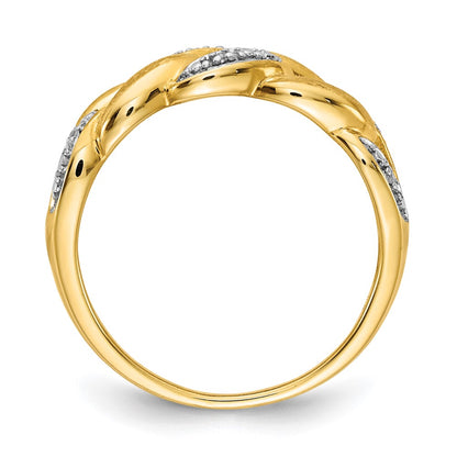 14K Yellow Gold Rhodium Real Diamond Ring