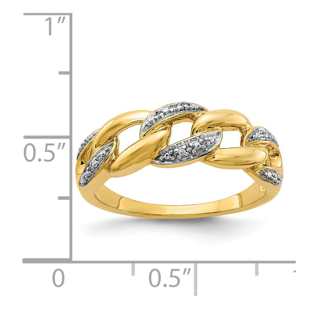 14K Yellow Gold Rhodium Real Diamond Ring