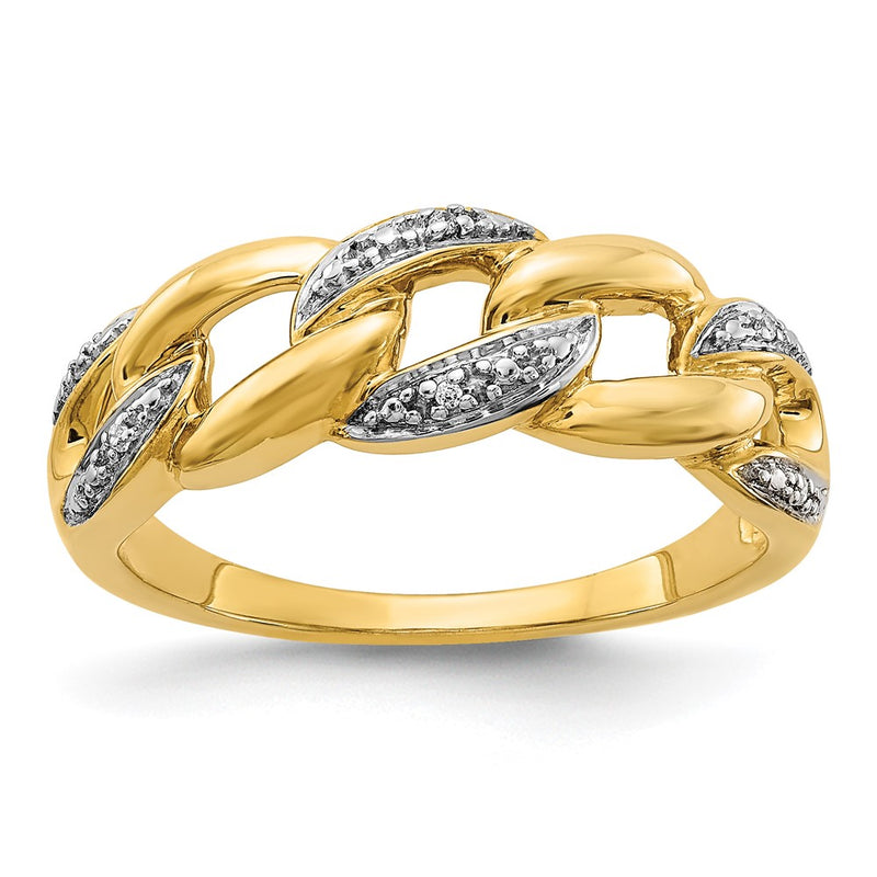 14K Yellow Gold Rhodium Real Diamond Ring