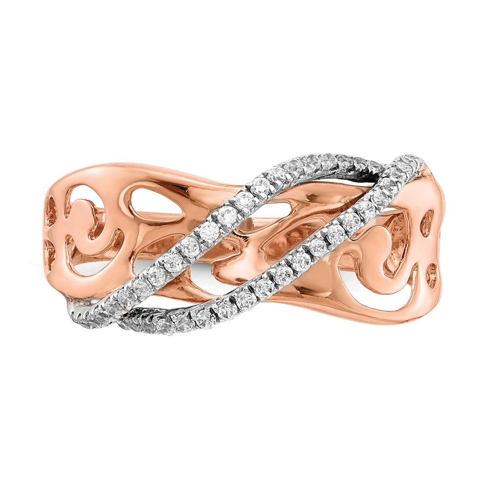 14k Rose Gold & Rhodium Gold Real Diamond Ring