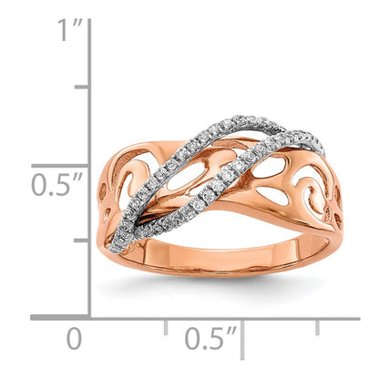 14k Rose Gold & Rhodium Gold Real Diamond Ring