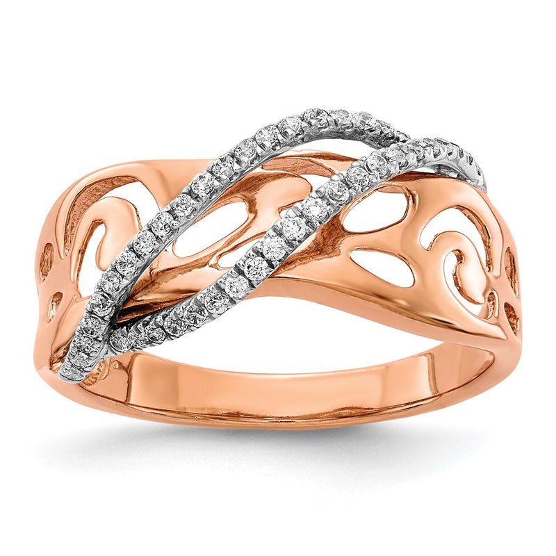 14k Rose Gold & Rhodium Gold Real Diamond Ring