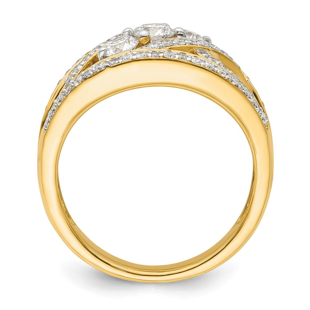 14K Yellow Gold Fancy 3-stone Real Diamond Ring