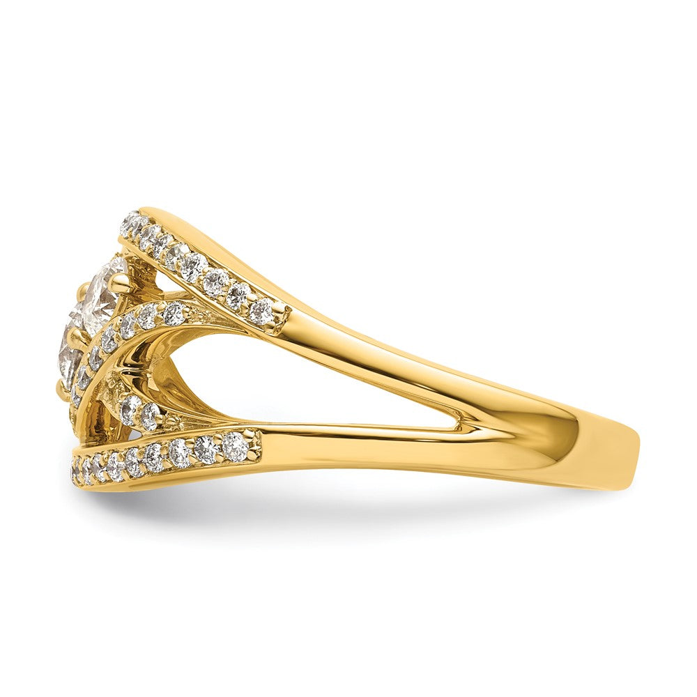 14K Yellow Gold Fancy 3-stone Real Diamond Ring